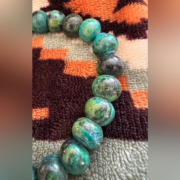 ❤️ Southwestern Heavy Chrysocolla Gemstone Stretch Bracelet 14mm Adjustable - Picture 3 of 9